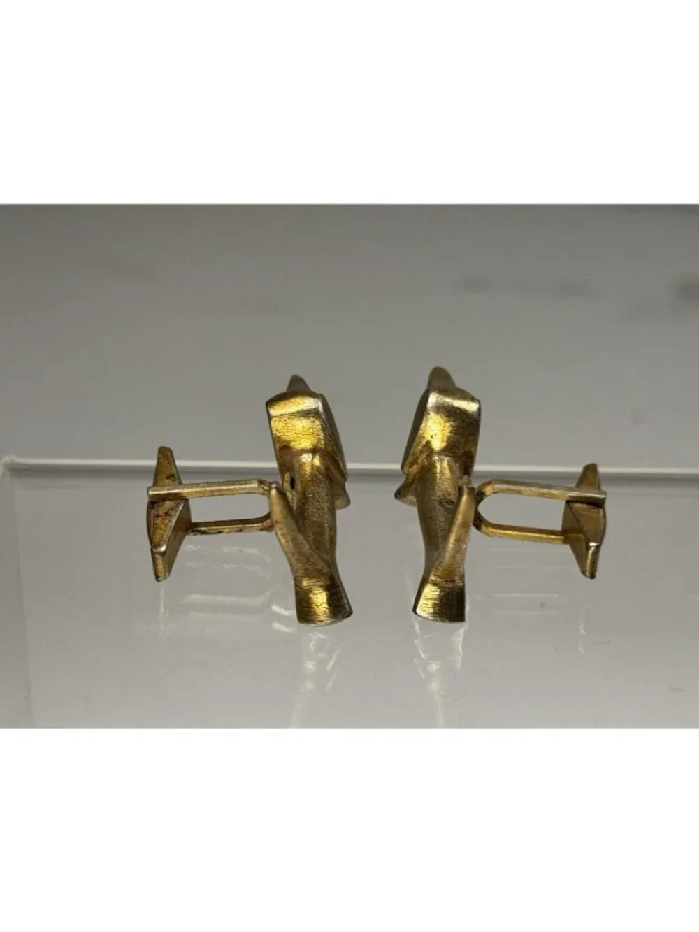 Austria Dachshund Cufflinks Tie Clip Set Wiener Dog Mid Century Brass